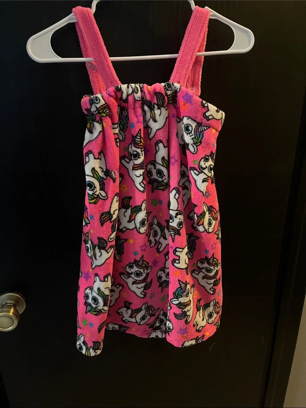Girls' Pink Unicorn Print Terry towel wrap
